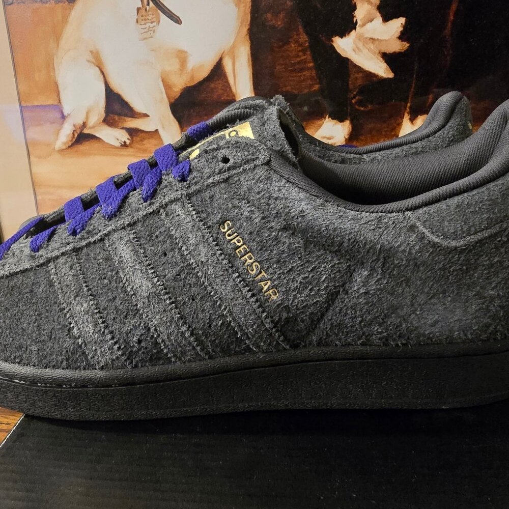 Mens adidas Superstar ADV JR7409 Carbon / Carbon / Collegiate Purple Size 12 US
